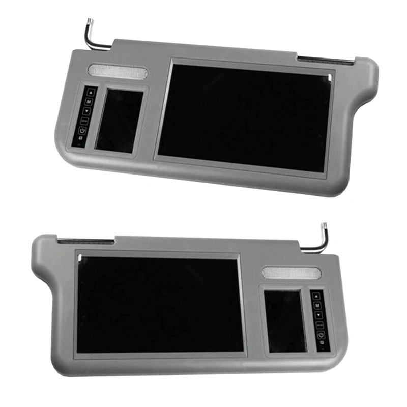 2 броя 7-Инчов Автомобилен козирка Вътрешно Огледало за задно виждане на Екрана на LCD монитор, DVD/VCD/GPS/TV плеър, Камера за задно виждане Дясно и ляво Изображение 0