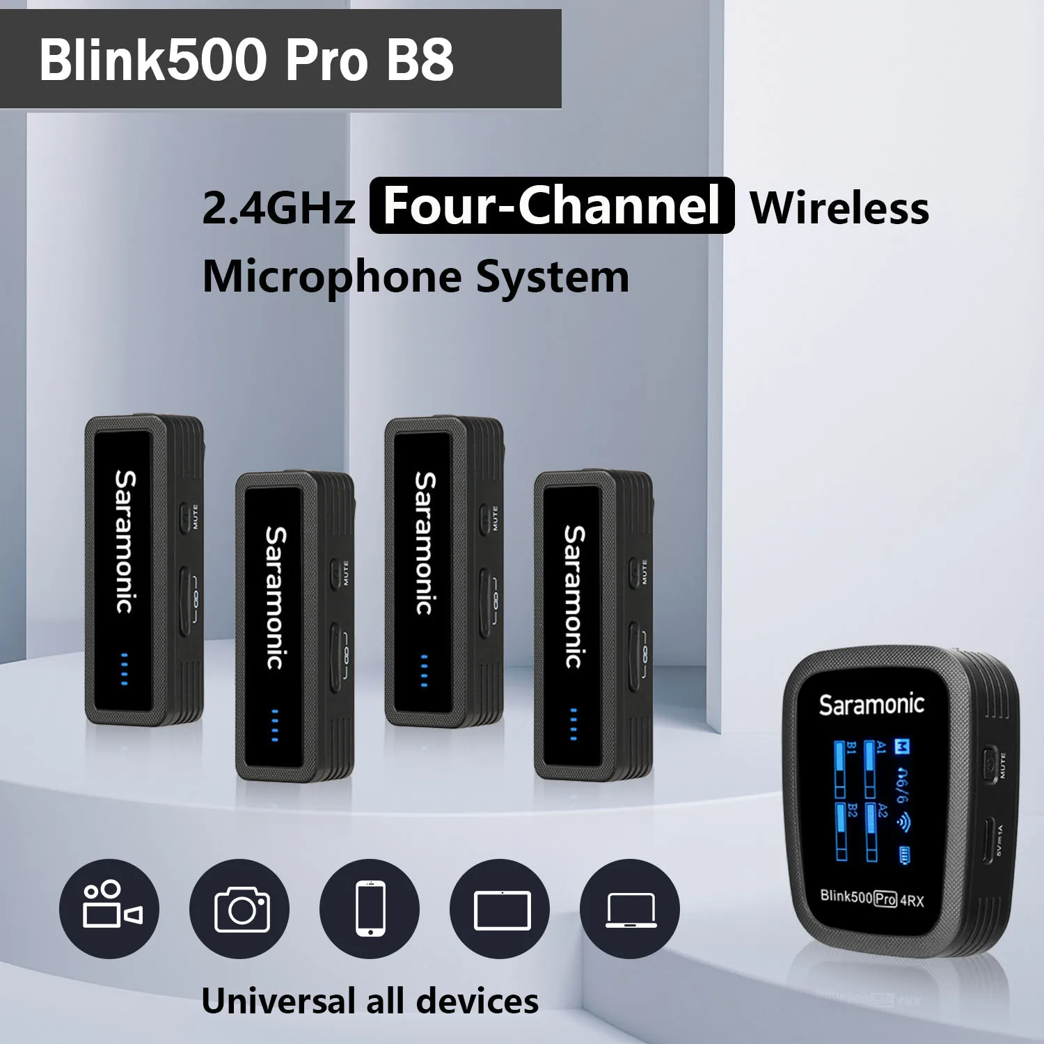 Blink500 Pro B8 Професионална Четырехканальная Безжична Петличная Студийная Микрофон система на iPhone Смартфони, PC Камера Слушане Videoblog Изображение 0