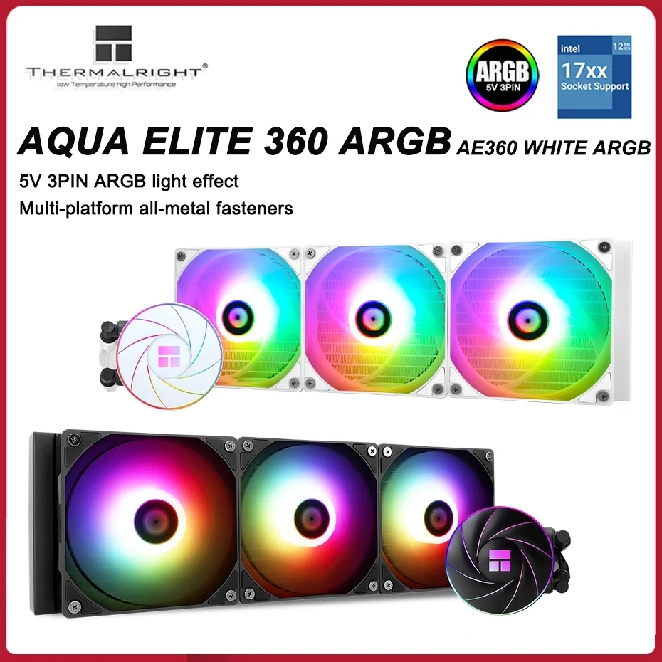 Thermalright AQUA ELITE 360 Бял ARGB Процесор течността, работещи Охладител 5 В 3PIN Fan Процесор Вграден Радиатор за Водно Охлаждане За LGA1700 115x AMD Изображение 0