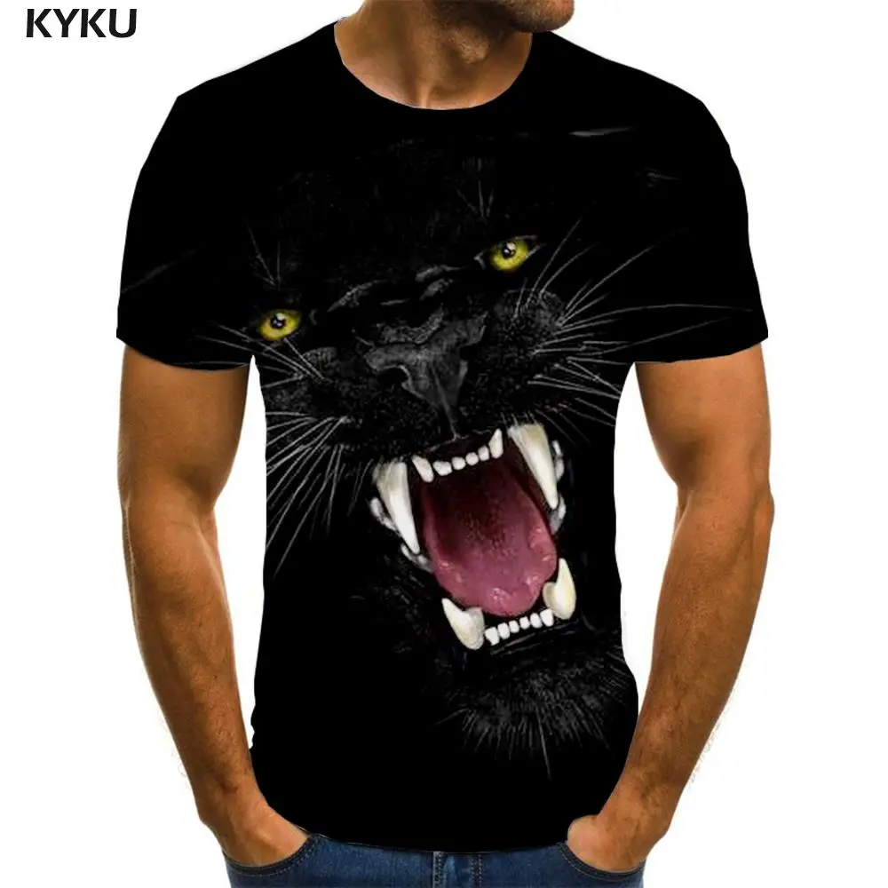 KYKU Тениска с изображение на Лъв, Мъжки Ризи с галактика, 3d Вселената, Забавни тениски, Тениски с животни, Ежедневни Блузи в стил хип-хоп С Къс Ръкав Изображение 1