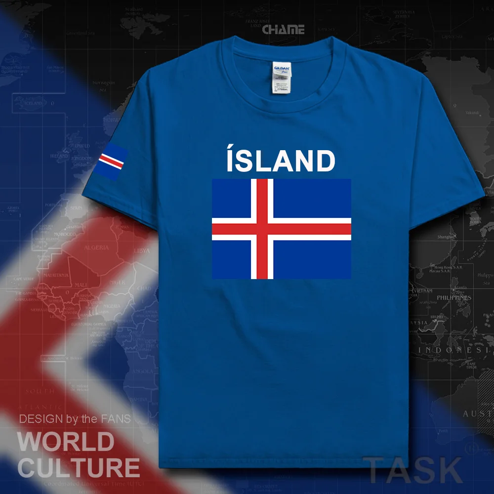 Исландия мъжки тениски 2017 потници национален отбор тениска 100% памук тениска облекло тениски държава спортни ISL Исландец Исландски Изображение 1