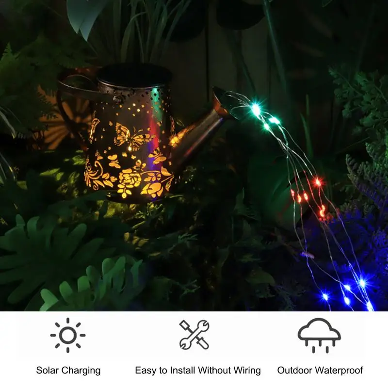 Пеперуда Слънчева Лейка За Градината Подвесная Пеперуда Лампа С Група Водоустойчива Лампа Чайник Метален Окачен LED Слънчев Изображение 1