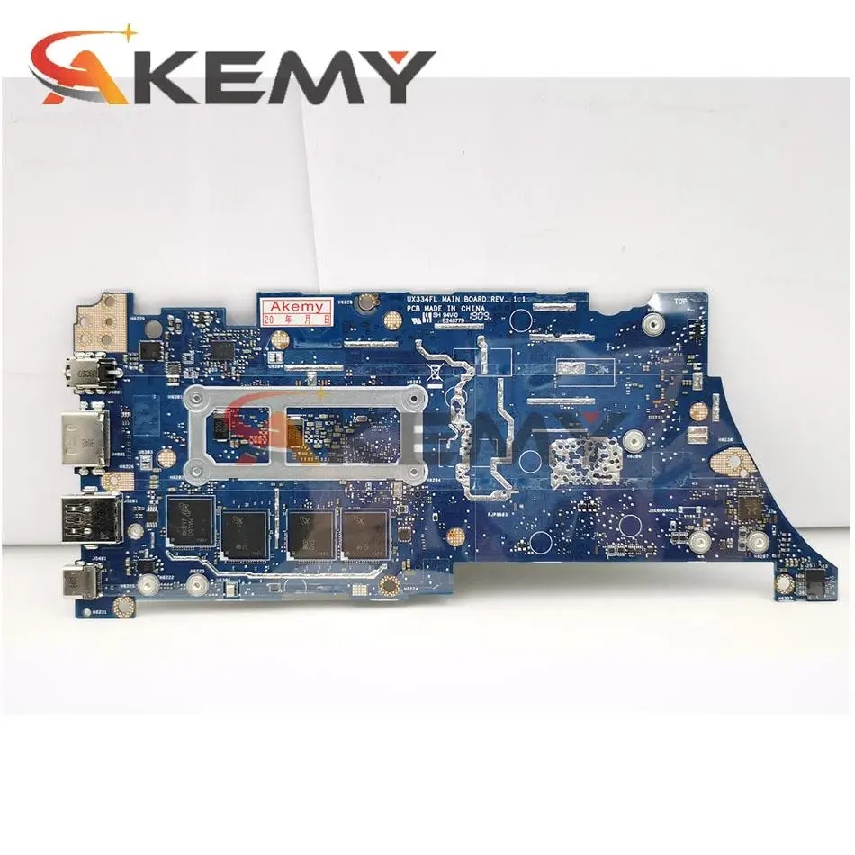 Akemy UX334FL дънна Платка за лаптоп ASUS ZenBook 13 UX434FLC UX334F UX334FL 100% тест оригиналната дънна платка I7-10510U 8G/RAM (V2G) Изображение 2