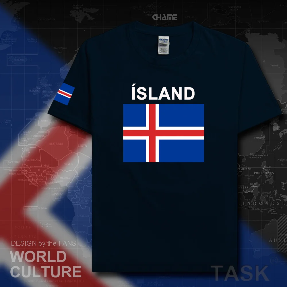 Исландия мъжки тениски 2017 потници национален отбор тениска 100% памук тениска облекло тениски държава спортни ISL Исландец Исландски Изображение 2