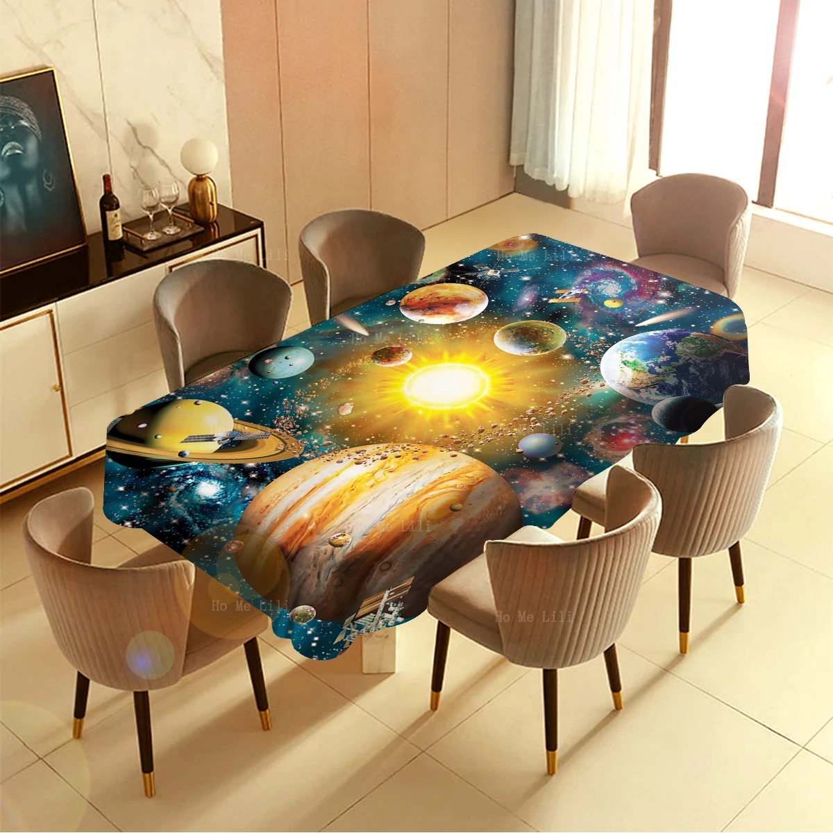 Разгледайте Галактиката и Вселената планетарни и космически теми Слънчевата система Правоъгълна покривка от Ho Me Pipi Тенис на декор Изображение 5