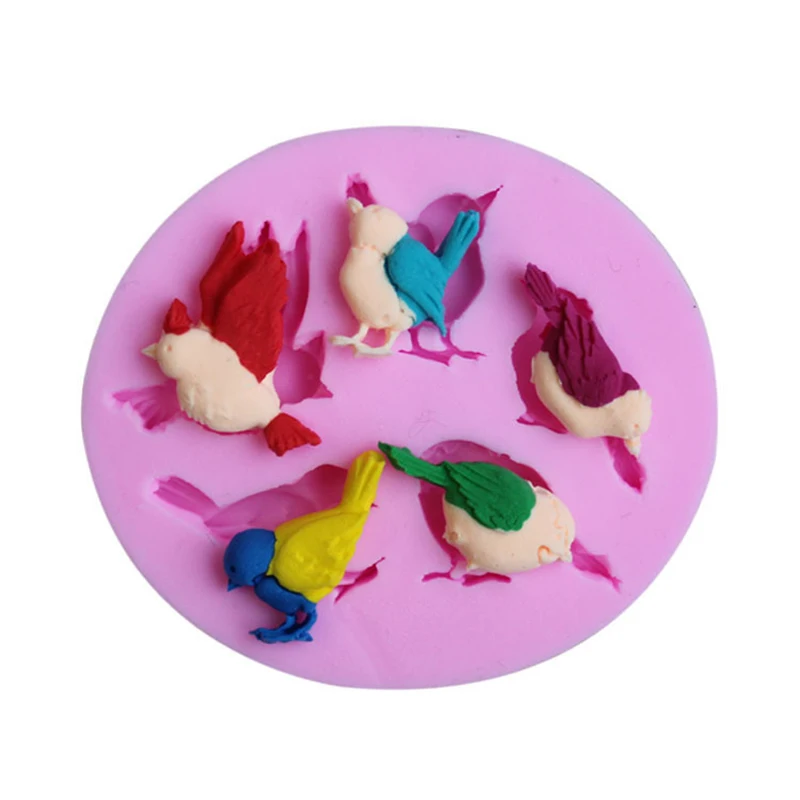 3D Птица Скърпвам Силиконова Форма на печат с мрежа Мат Шоколад Форма За Бонбони Инструменти За Украса на Cupcake Topper Дъвка Паста Рожден Ден Изображение 1