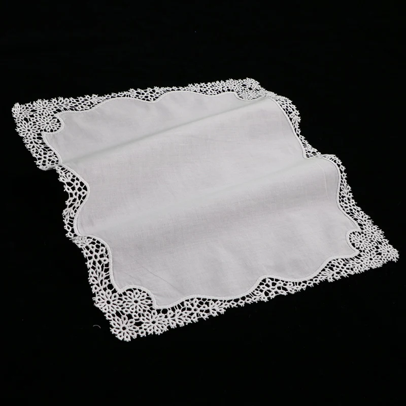A006 Бял 100% памук, 10 бр./опаковане. дантелени носни кърпички празни възли на една кука носните кърпички за жени/жена сватбен подарък Изображение 1