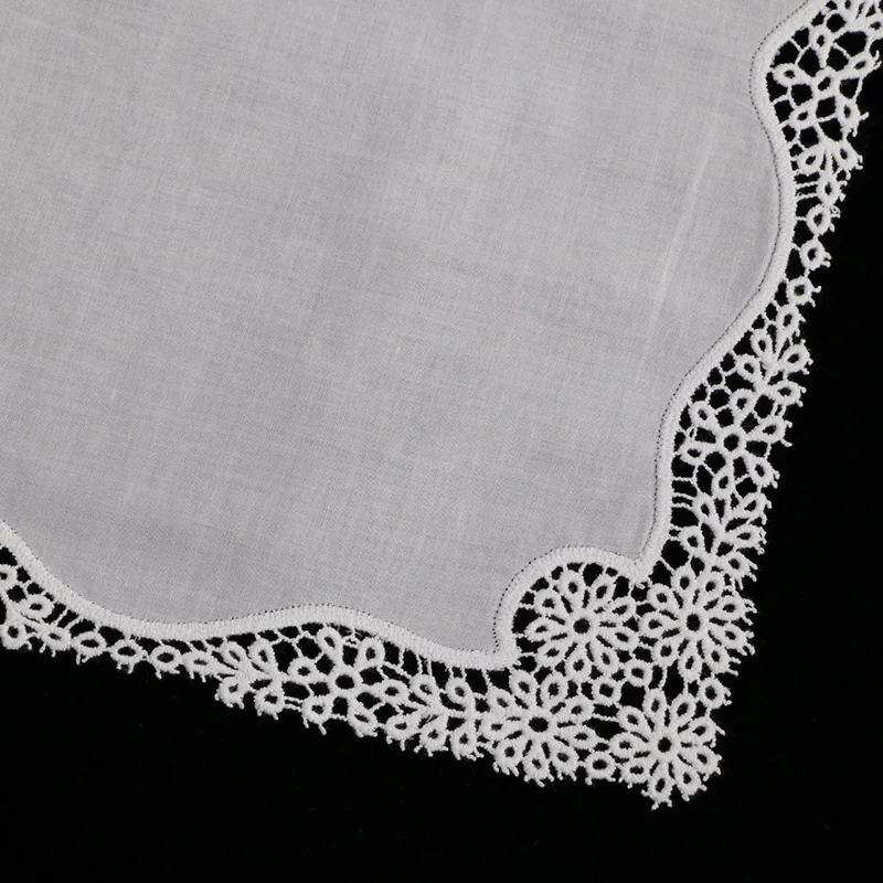 A006 Бял 100% памук, 10 бр./опаковане. дантелени носни кърпички празни възли на една кука носните кърпички за жени/жена сватбен подарък Изображение 2