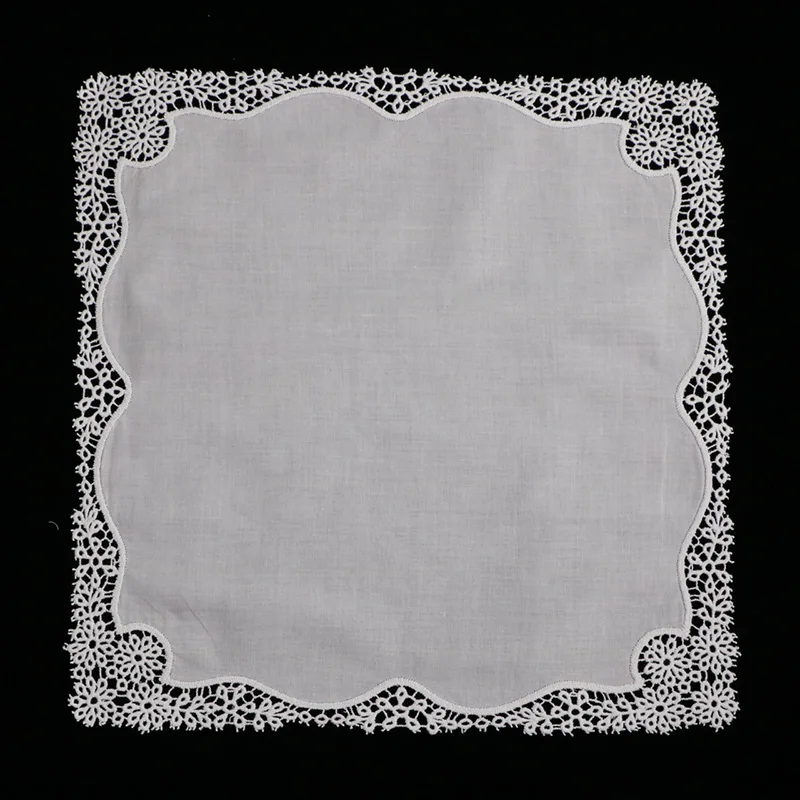 A006 Бял 100% памук, 10 бр./опаковане. дантелени носни кърпички празни възли на една кука носните кърпички за жени/жена сватбен подарък Изображение 3