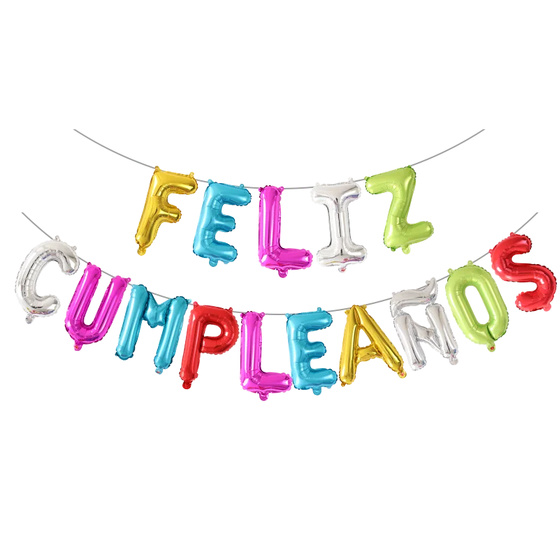 Цвят: Златисто, Сребристо, Розово Испански Feliz Cumpleanos Балони Честит Рожден Ден На Писмо Фолио Балон Вечерни Декор Азбука Въздушен Надуваем Глобус Изображение 3