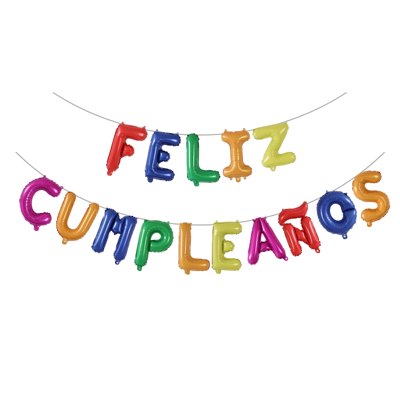 Цвят: Златисто, Сребристо, Розово Испански Feliz Cumpleanos Балони Честит Рожден Ден На Писмо Фолио Балон Вечерни Декор Азбука Въздушен Надуваем Глобус Изображение 4